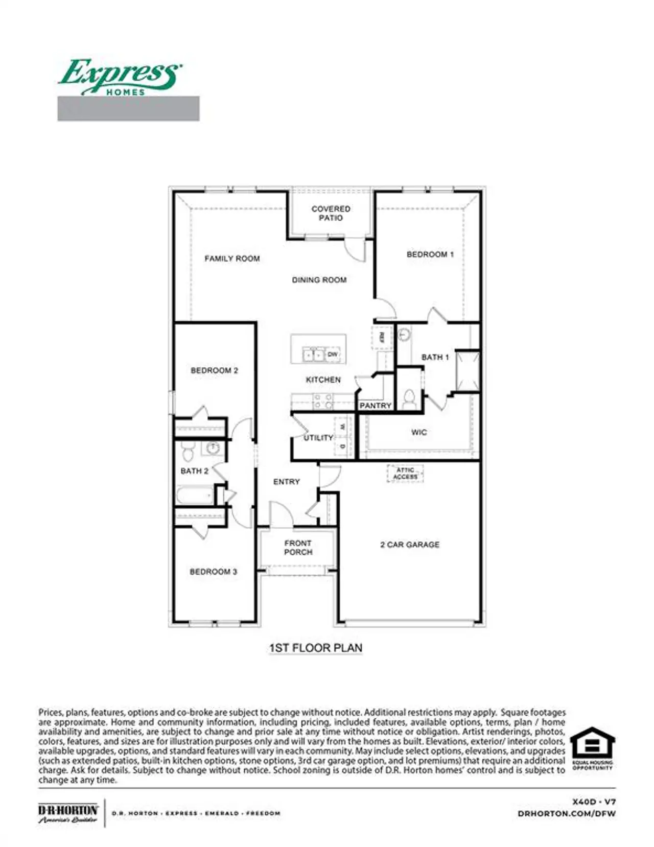 2D floor plan layout of this home in Creeks at Burnett Trail, Canton, TX (Image 2).