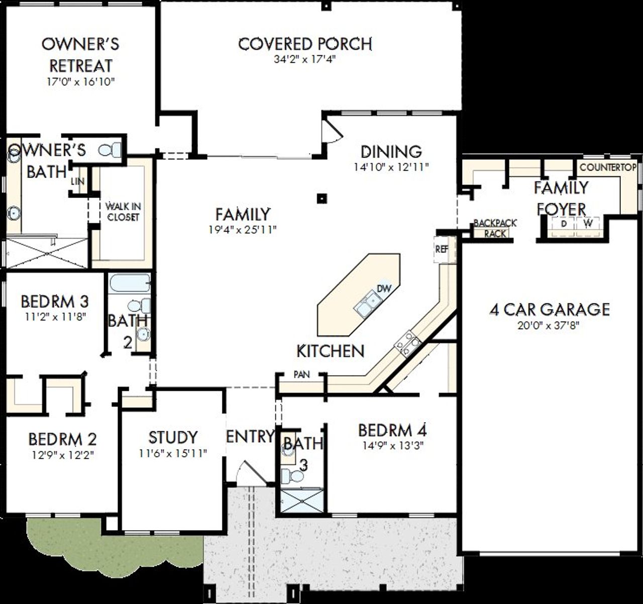 2D floor plan layout of this home in Lakeview - Estate Collection, Waller, TX (Image 2).