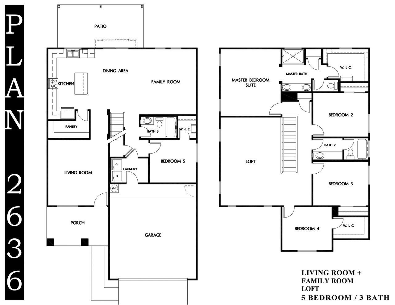 2D floor plan layout for the 2636 by Providence Homes (Arizona) in Hatfield Ranch, Tolleson, AZ (Image 2).
