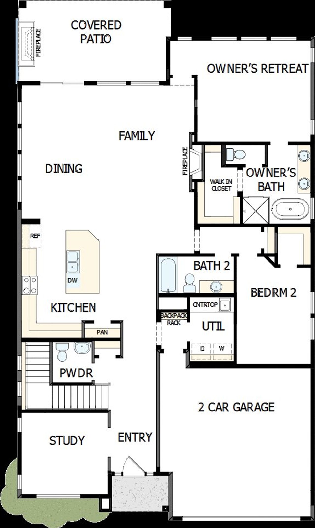2D floor plan layout of this home in Cloverleaf – Mountainview Collection, Monument, CO (Image 2).
