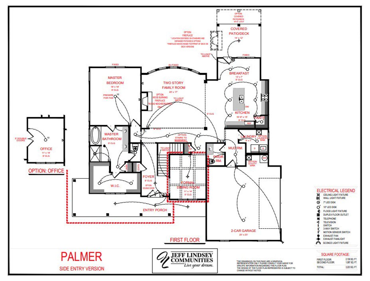 2D floor plan layout for the Palmer A by Jeff Lindsey Communities in Lamar Farms, Newnan, GA (Image 2).