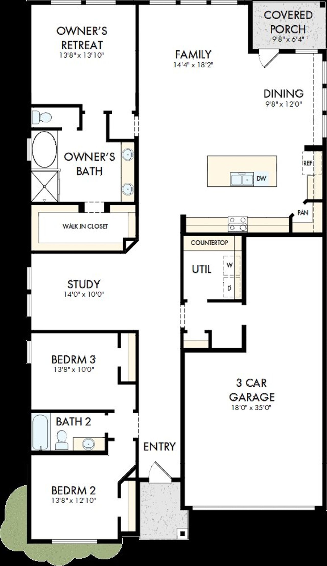 2D floor plan layout of this home in Beacon Point at Lago Mar - Retreat Collection, Texas City, TX (Image 2).