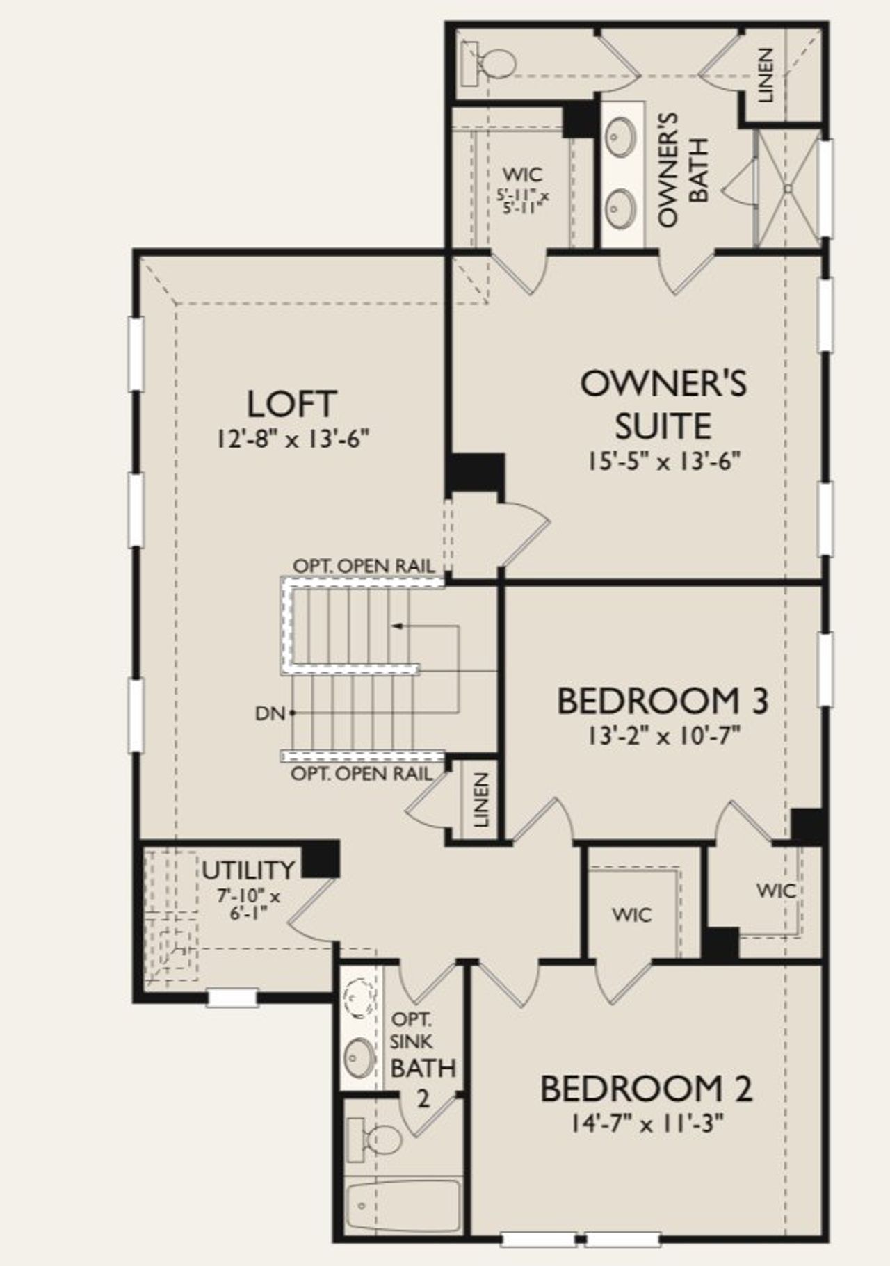 2D floor plan layout for the Barton by Ashton Woods in The Cottages at La Cima, San Marcos, TX (Image 2).