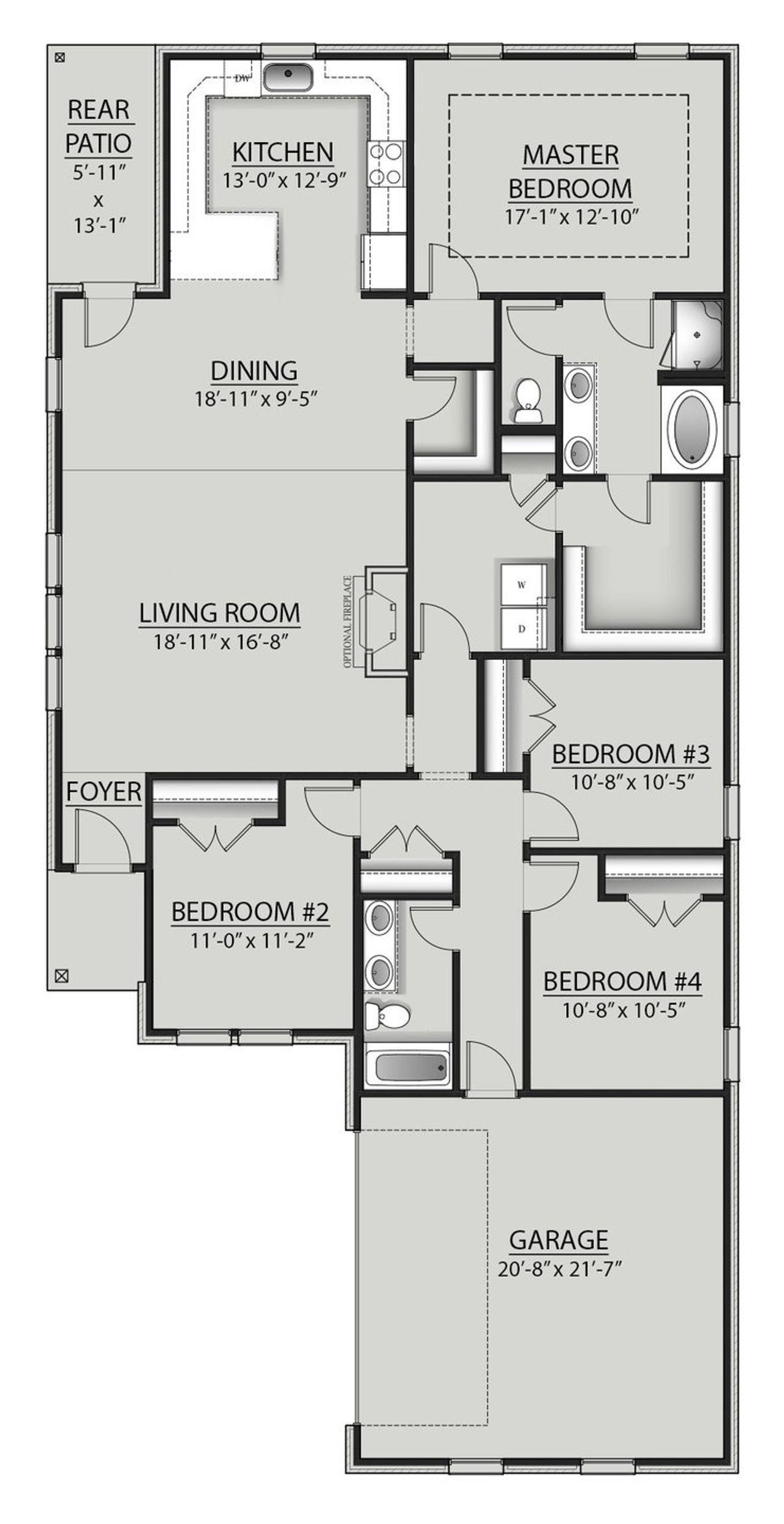 2D floor plan layout for the Aubry III G by DSLD Homes in Natureview, Freeport, FL (Image 2).