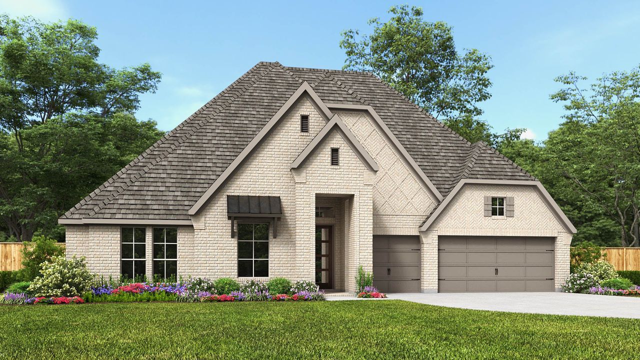 Representative exterior photo of a completed home built from the 3469W by Perry Homes in The Woodlands Hills, Willis, TX (Image 2).