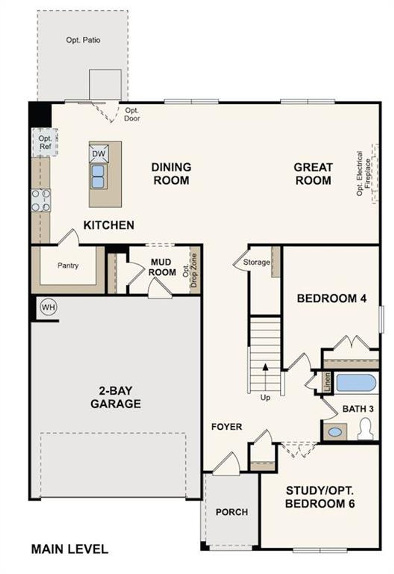 2D floor plan layout of this home in Union Heights, Flowery Branch, GA (Image 2).