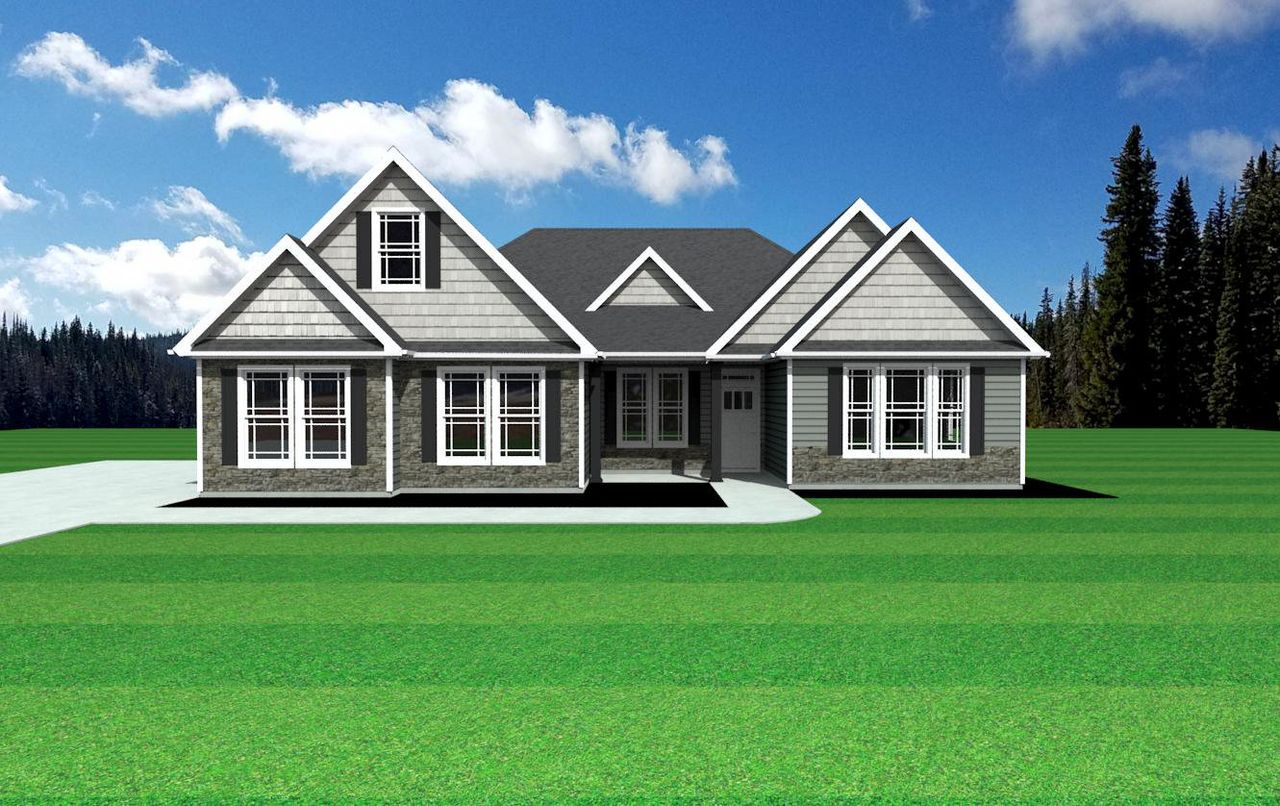 Representative exterior photo of a completed home built from the Arcadia Elite by Enchanted Homes in Pointe Summit, Slater-Marietta, SC (Image 2).