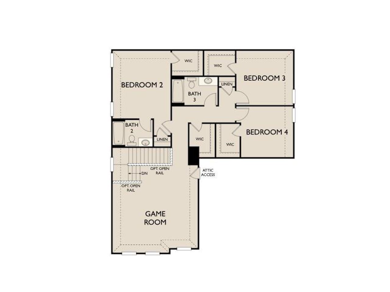 2D floor plan layout of this home in Wildflower Ranch, Justin, TX (Image 2).
