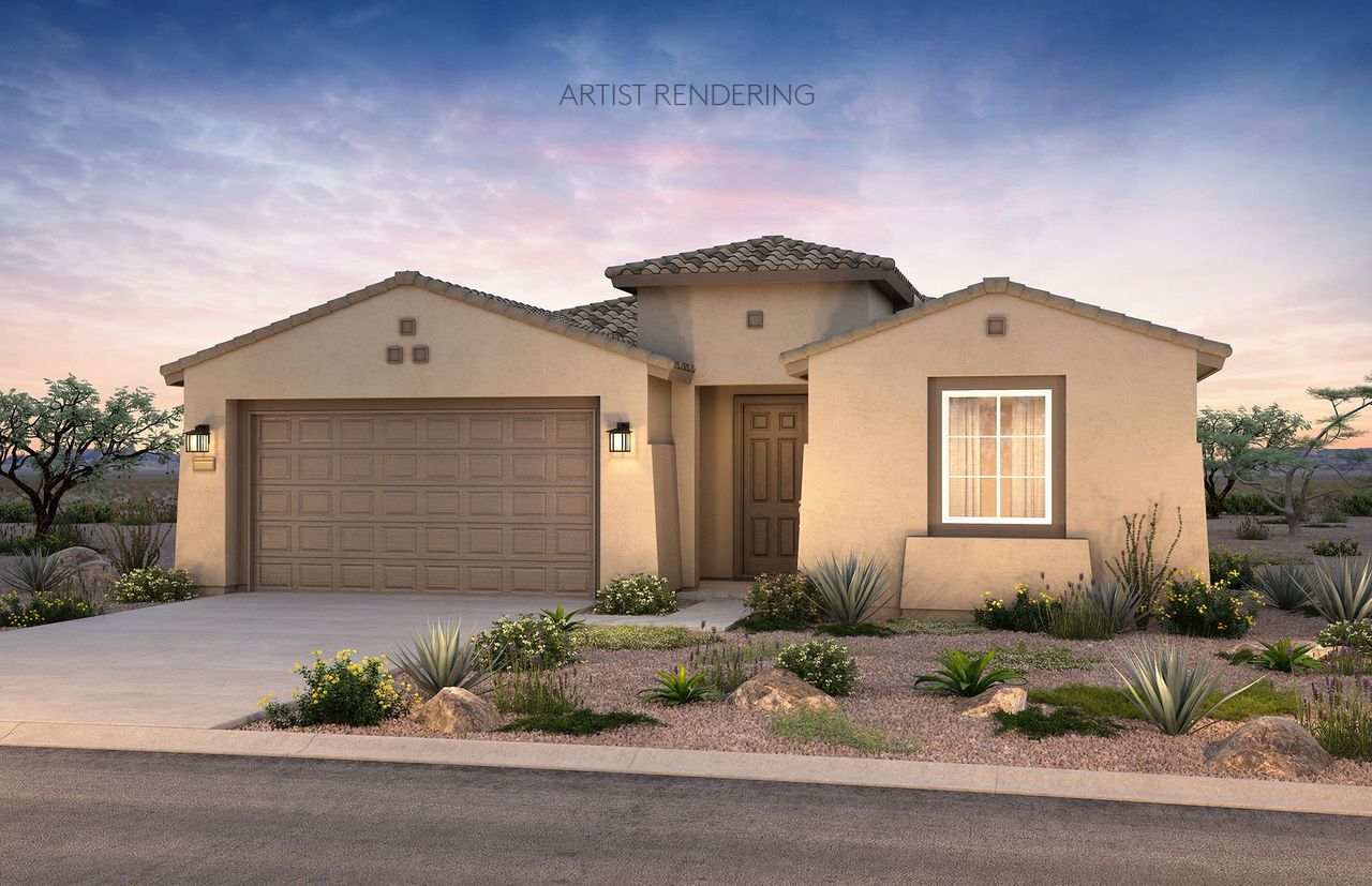 Front exterior of a new home in Del Webb at Rocking K, Tucson, AZ, highlighting curb appeal (Image 2).