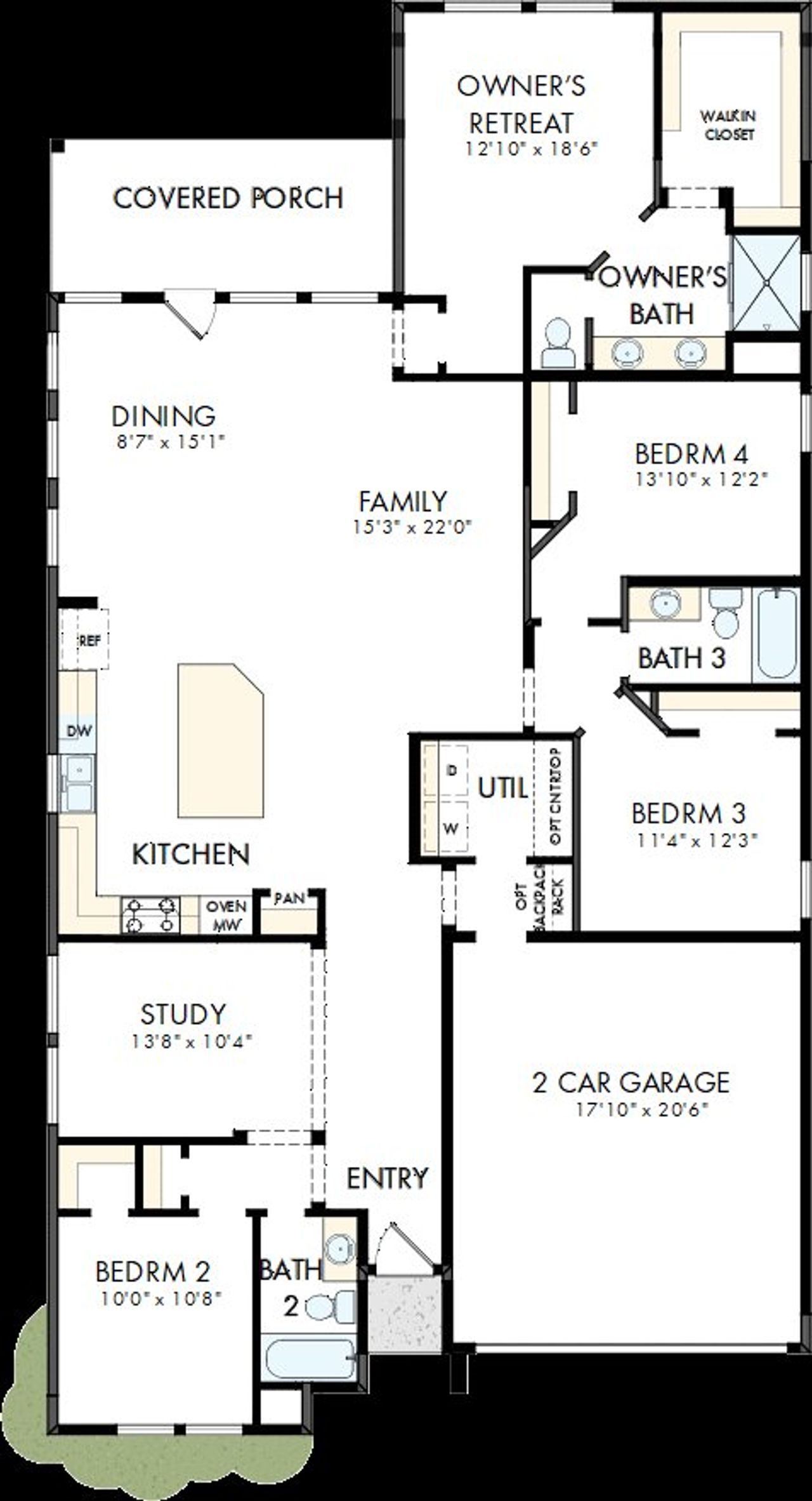2D floor plan layout of this home in Treeline, Justin, TX (Image 2).