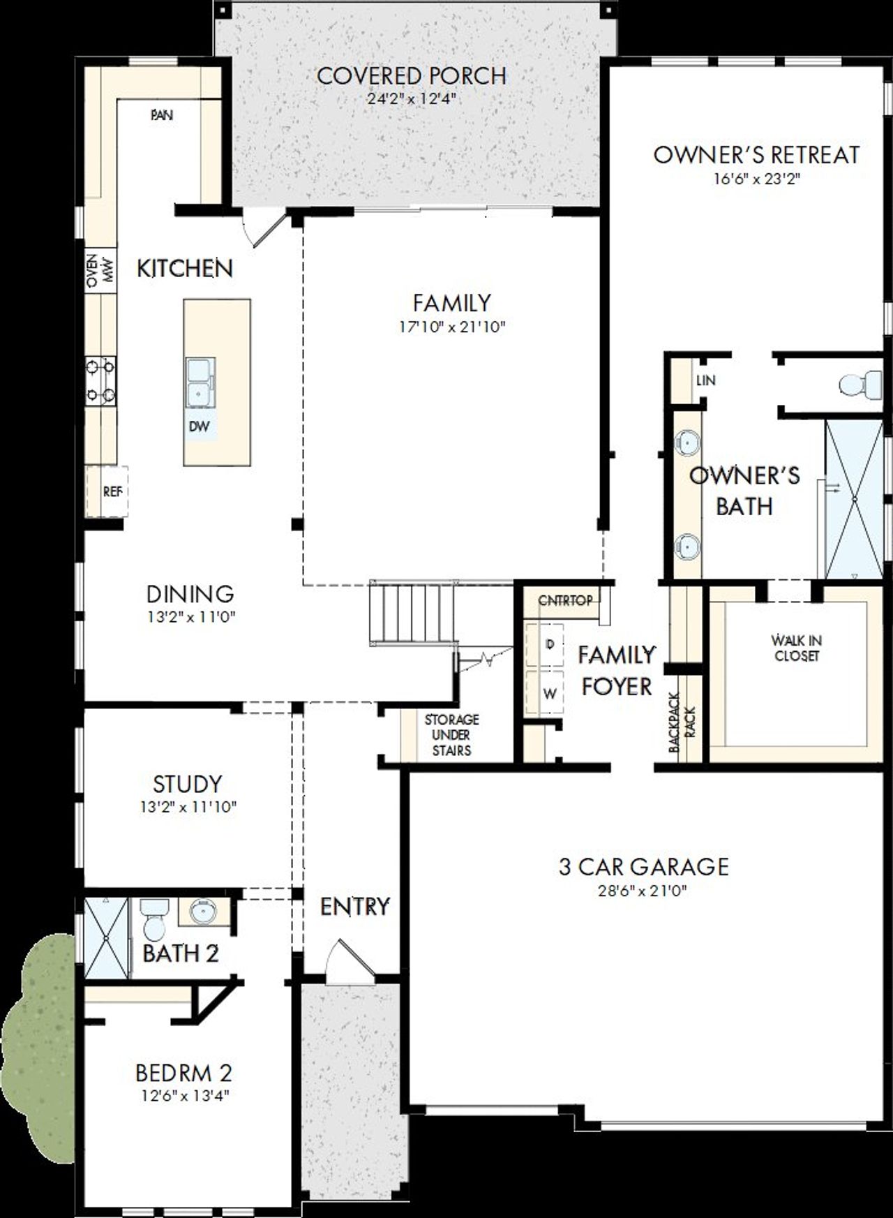 2D floor plan layout of this home in Wolf Ranch – West Bend, Georgetown, TX (Image 2).