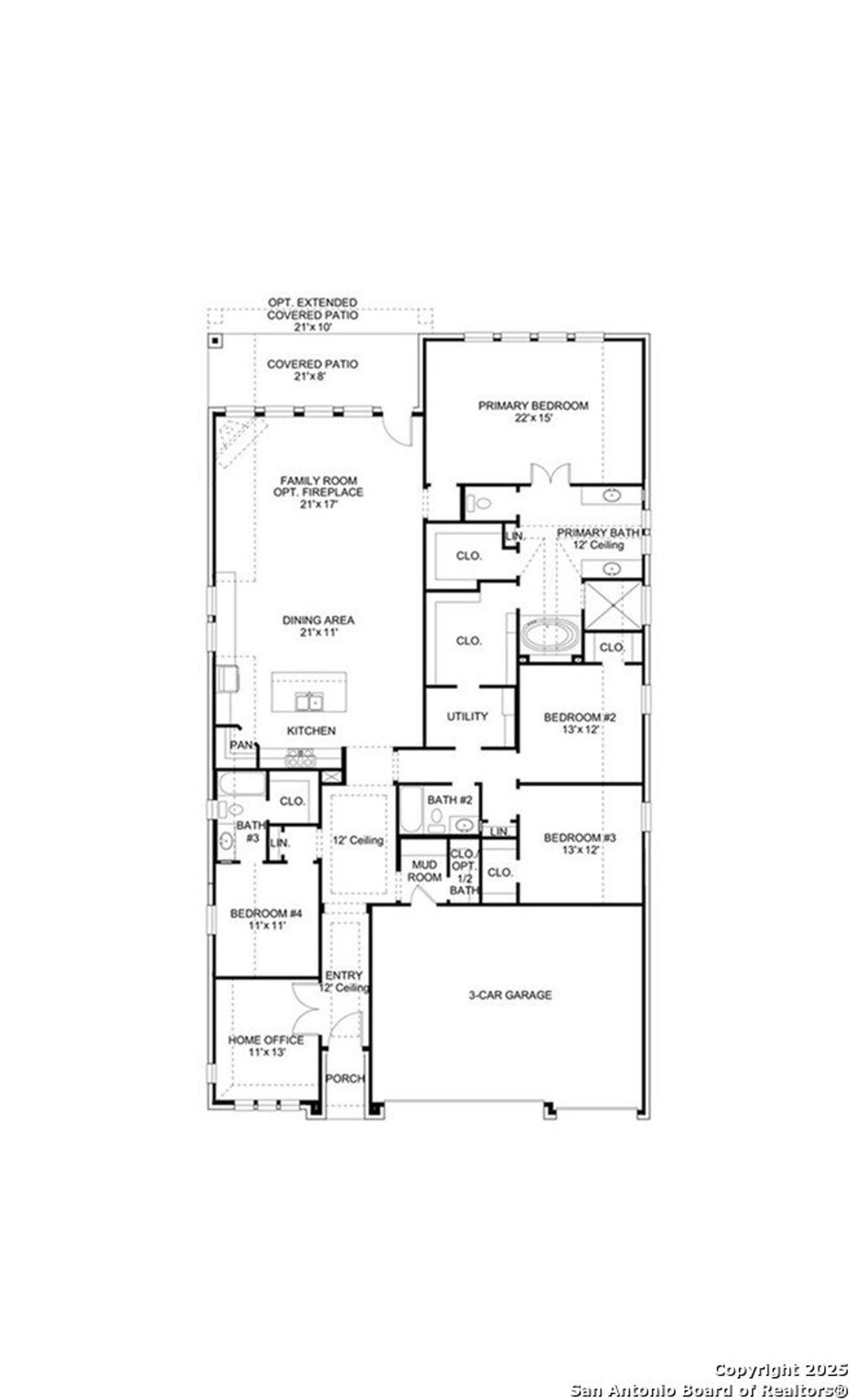2D floor plan layout of this home in Ranches At Creekside 55', Boerne, TX (Image 2).