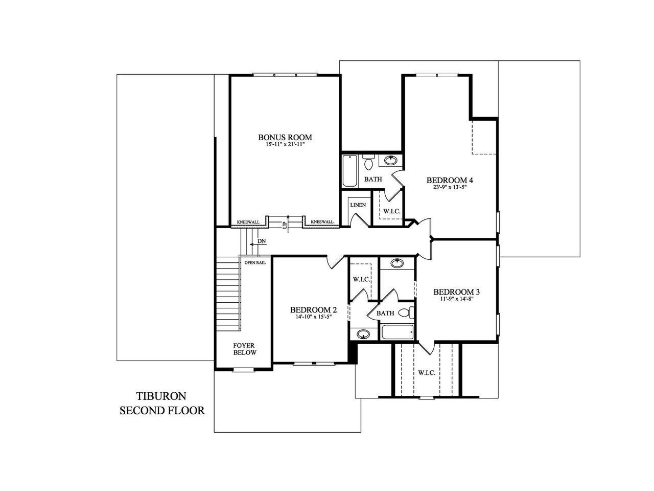 2D floor plan layout for the Tiburon by Peachtree Residential in White Post on Lake Lanier, Gainesville, GA (Image 2).