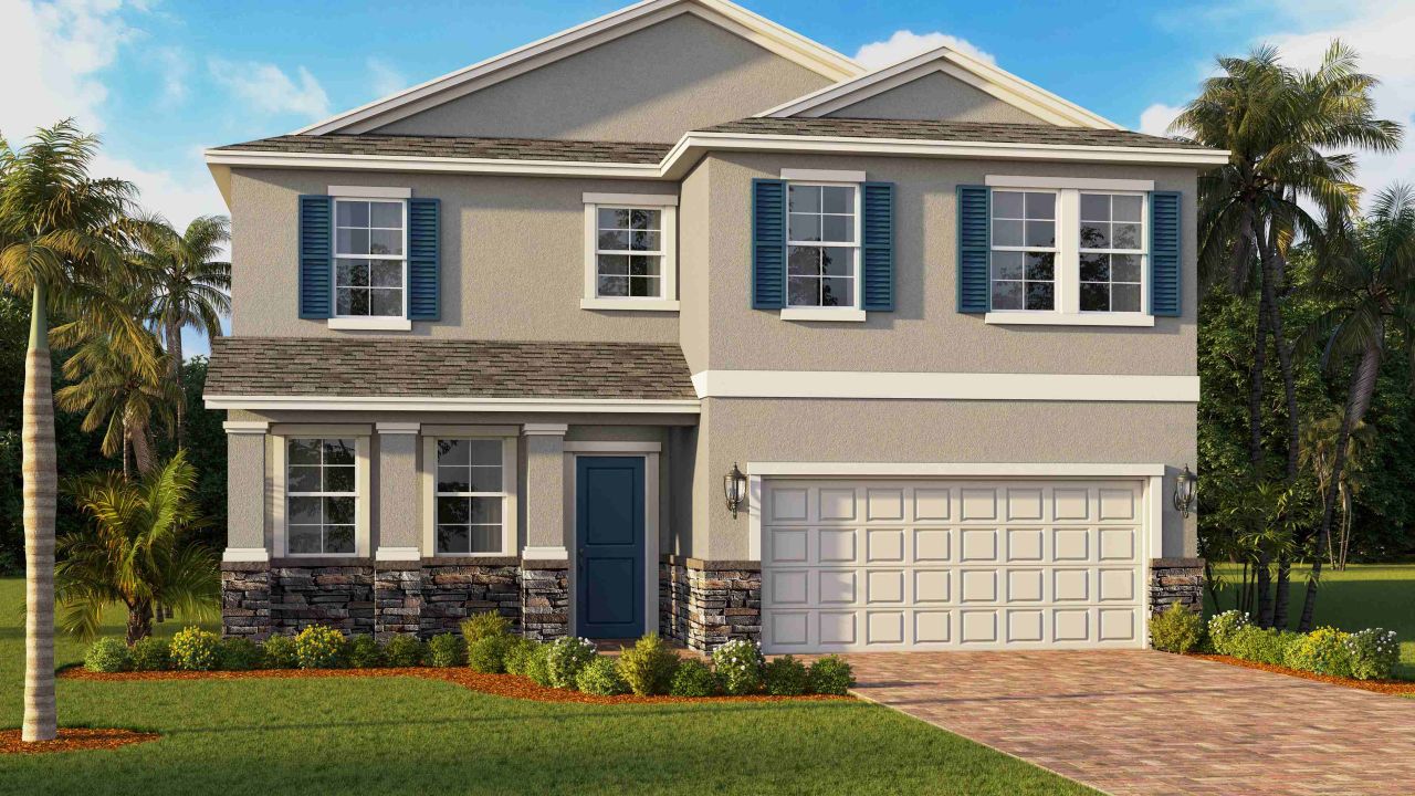 Representative exterior photo of a completed home built from the Coral by D.R. Horton in Seagrass - Express & Tradition, Punta Gorda, FL (Image 2).