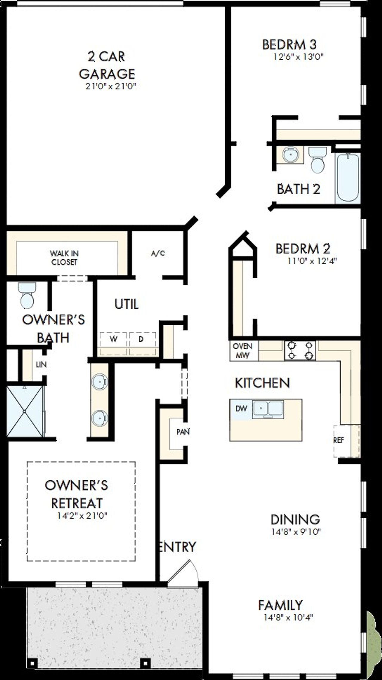 2D floor plan layout of this home in Westerly Park at Wildlight – Plaza Collection, Yulee, FL (Image 2). 2D floor plan layout of this home in Westerly Park at Wildlight – Plaza Collection, Yulee, FL (Image 2).
