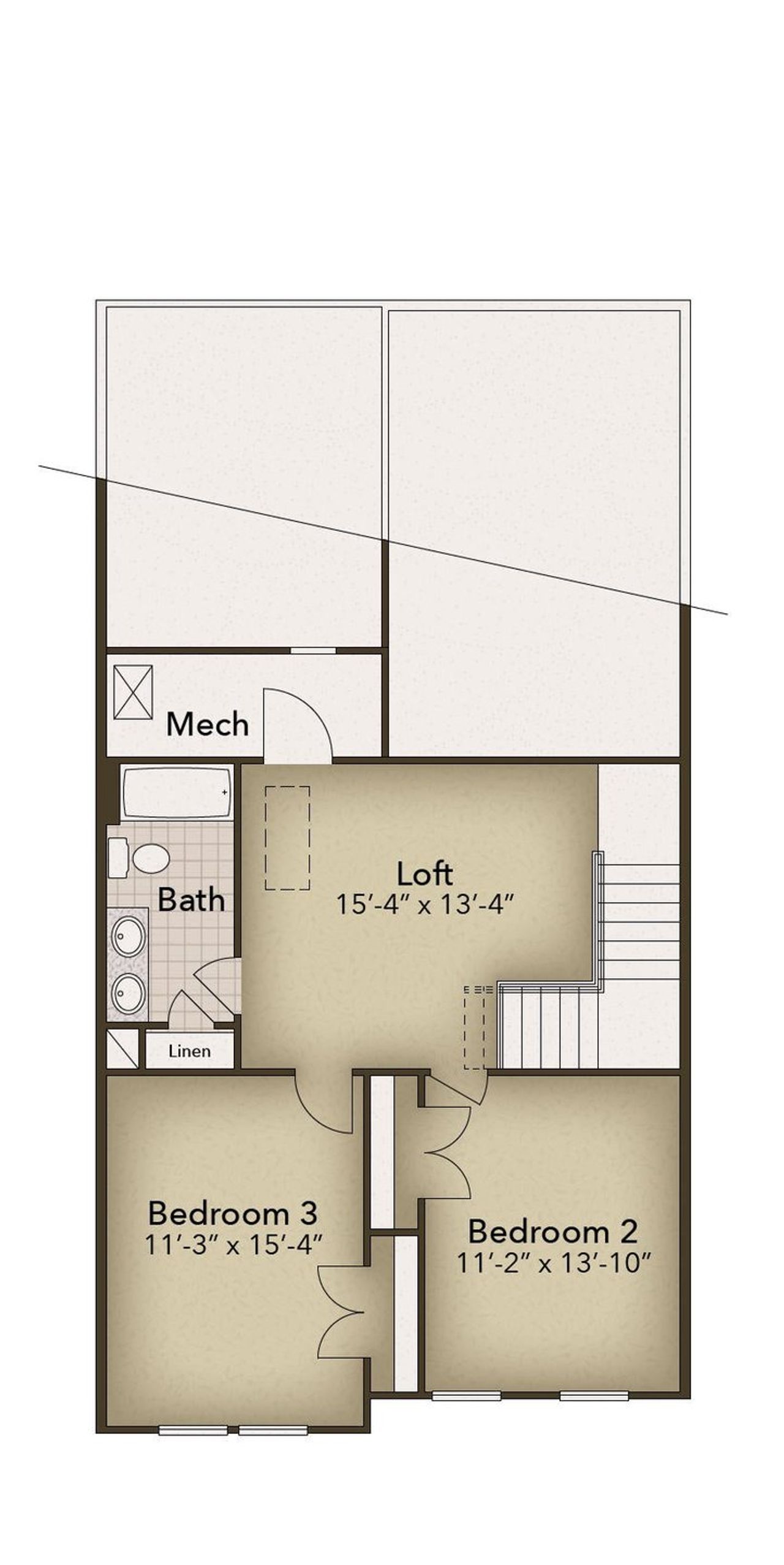 2D floor plan layout of this home in Riverwalk Pointe at Mallory Creek, Leland, NC (Image 2).