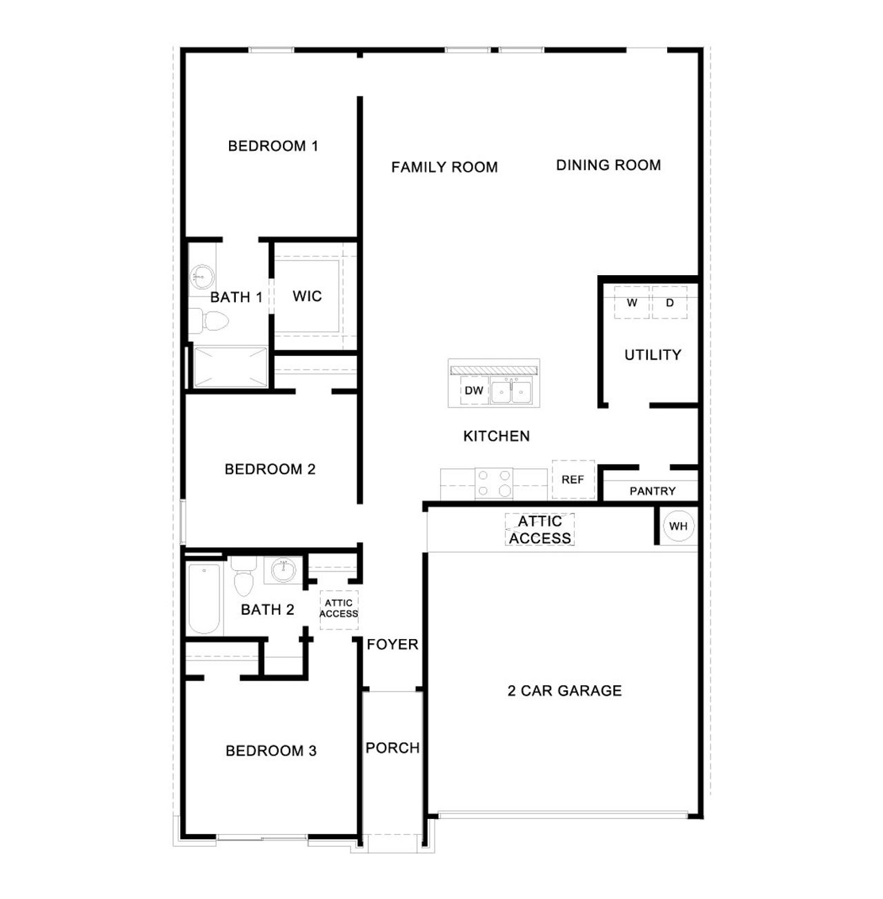 2D floor plan layout of this home in Trails at Wildhorse, Austin, TX (Image 2).