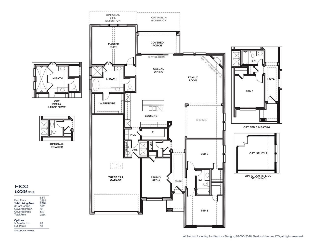 2D floor plan layout for the Hico - SH 5239 by Shaddock Homes in Inspiration - Paradise Village, St. Paul, TX (Image 2).