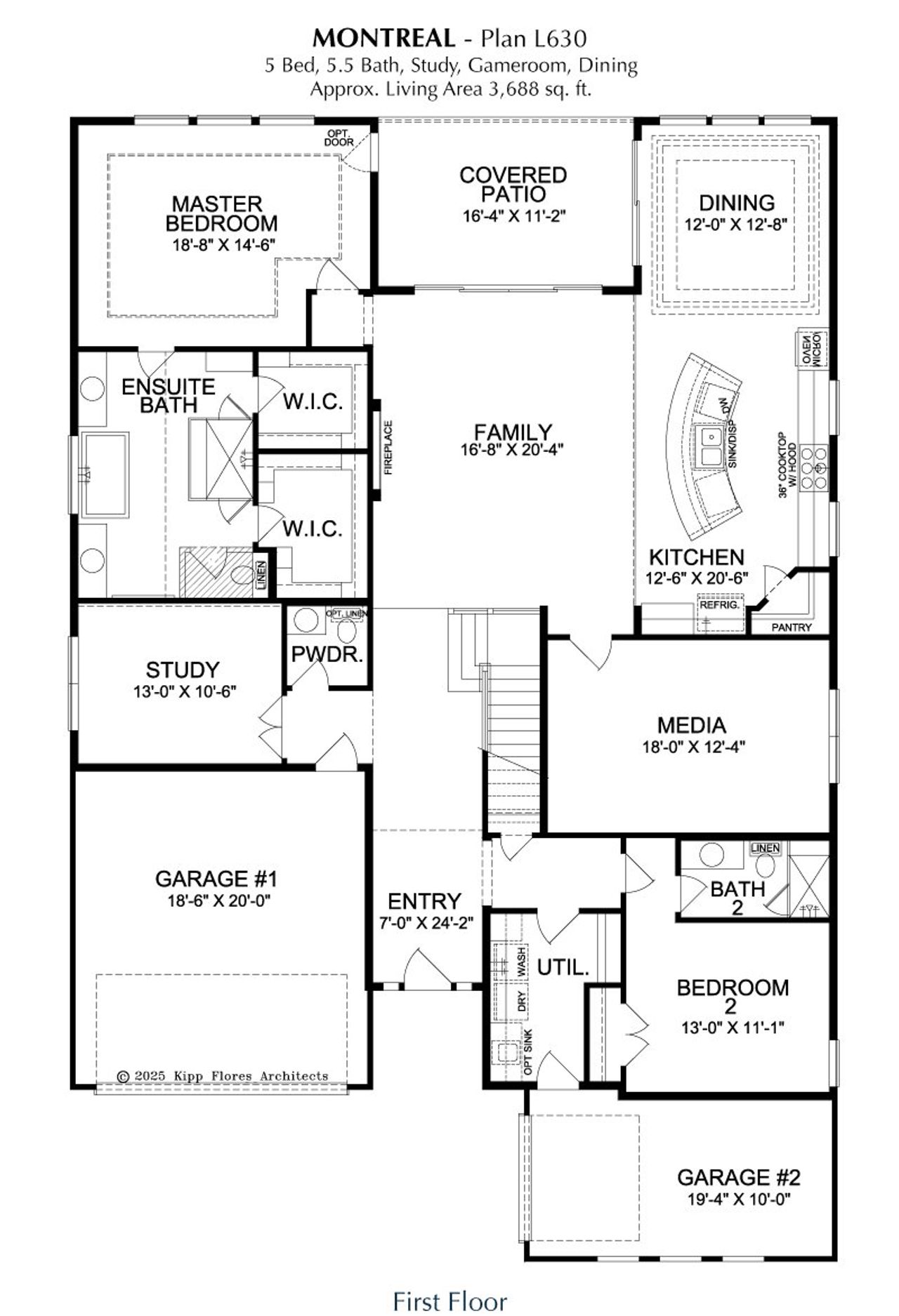 2D floor plan layout of this home in Signature 74s, Frisco, TX (Image 2).