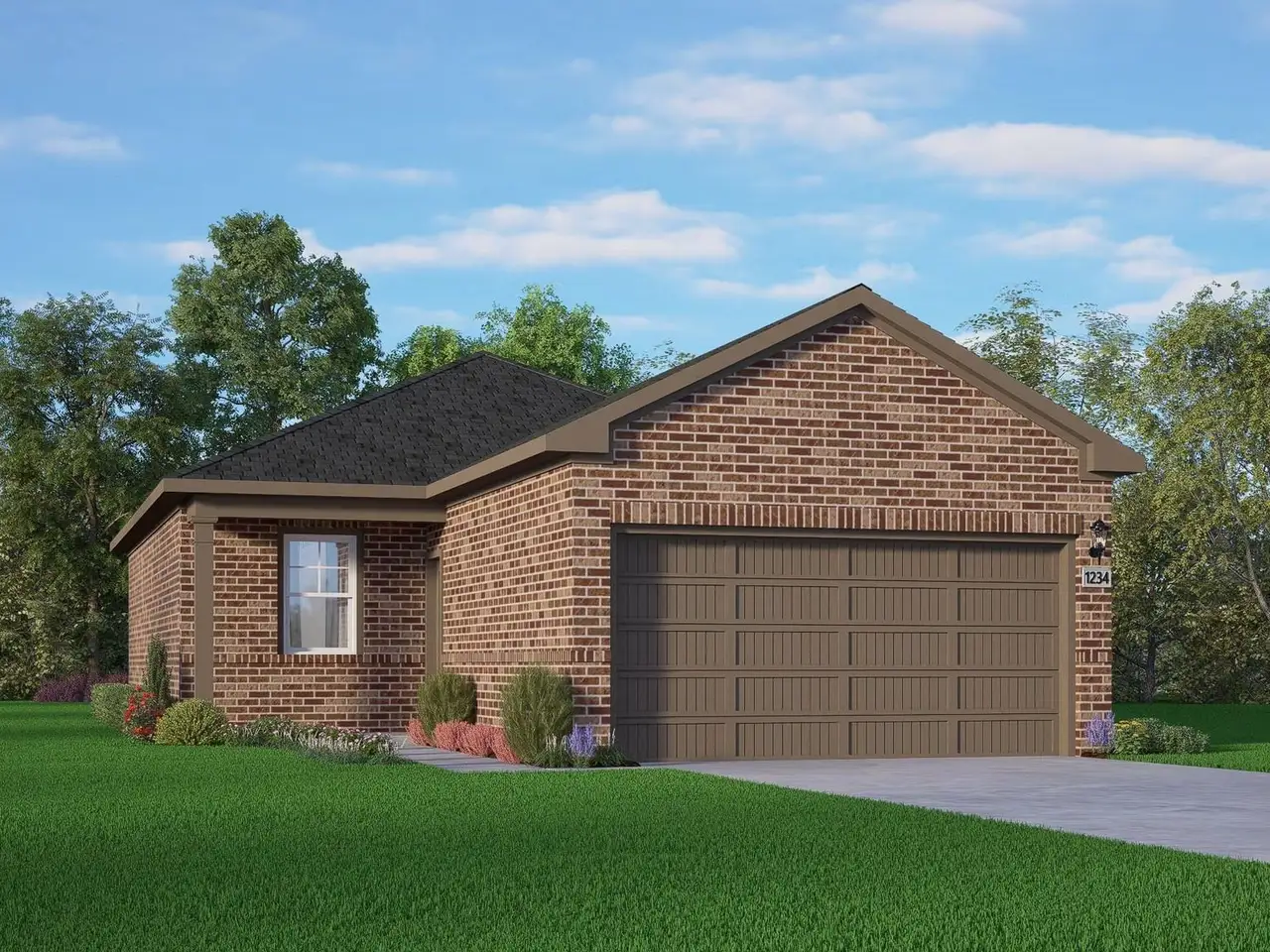 Front exterior of a new home in Robins Landing, Houston, TX, highlighting curb appeal (Image 2). Front exterior of a new home in Robins Landing, Houston, TX, highlighting curb appeal (Image 2).