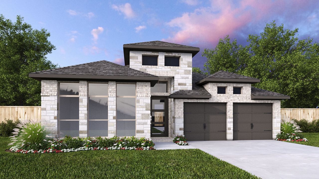 Representative exterior photo of a completed home built from the Design 2199W by Perry Homes in Riceland 50', Mont Belvieu, TX (Image 2).