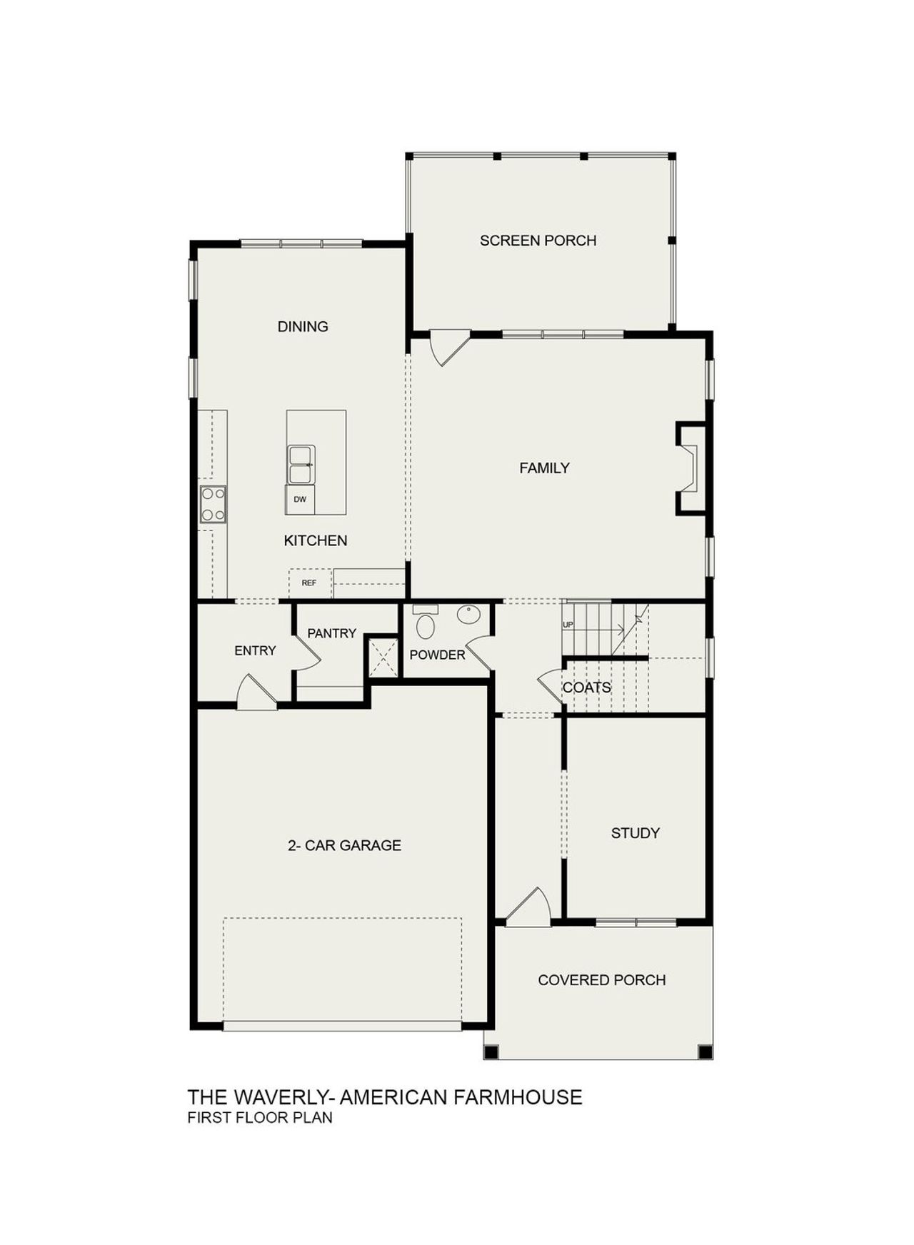 2D floor plan layout for the Waverly American Farmhouse by Homes by Dickerson in Ponder, Wendell, NC (Image 2).