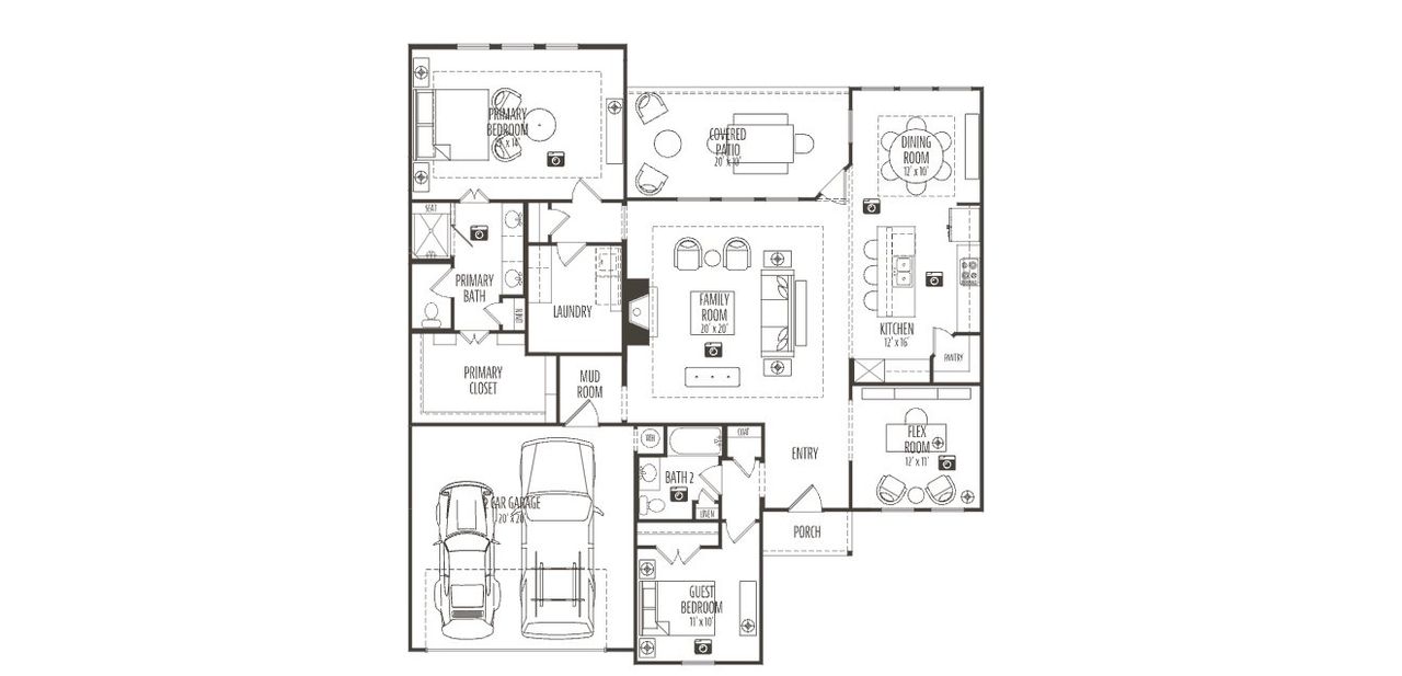 2D floor plan layout for the Avanti by Epcon Communities in Ladera Prosper, Prosper, TX (Image 2).