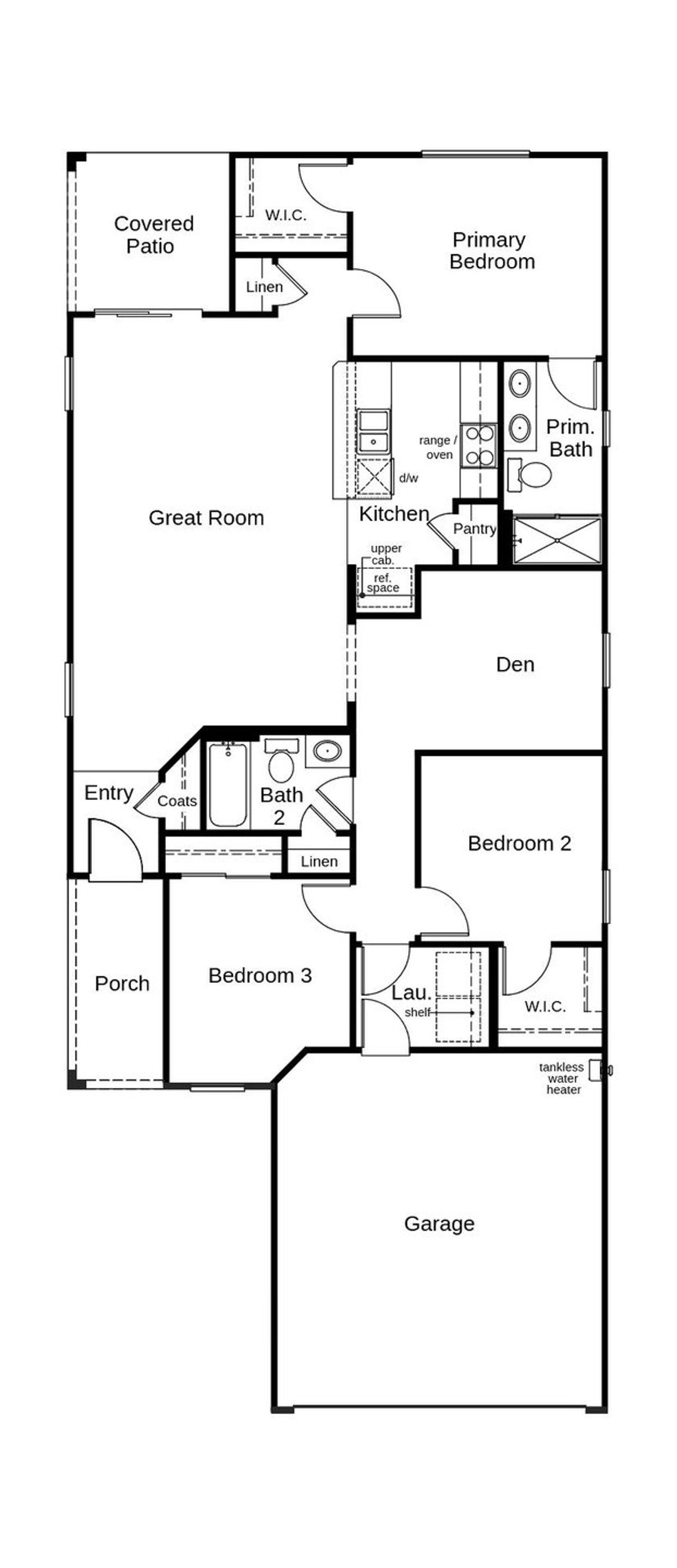 2D floor plan layout of this home in Entrada Del Toro at Rancho Sahuarita, Sahuarita, AZ (Image 2).