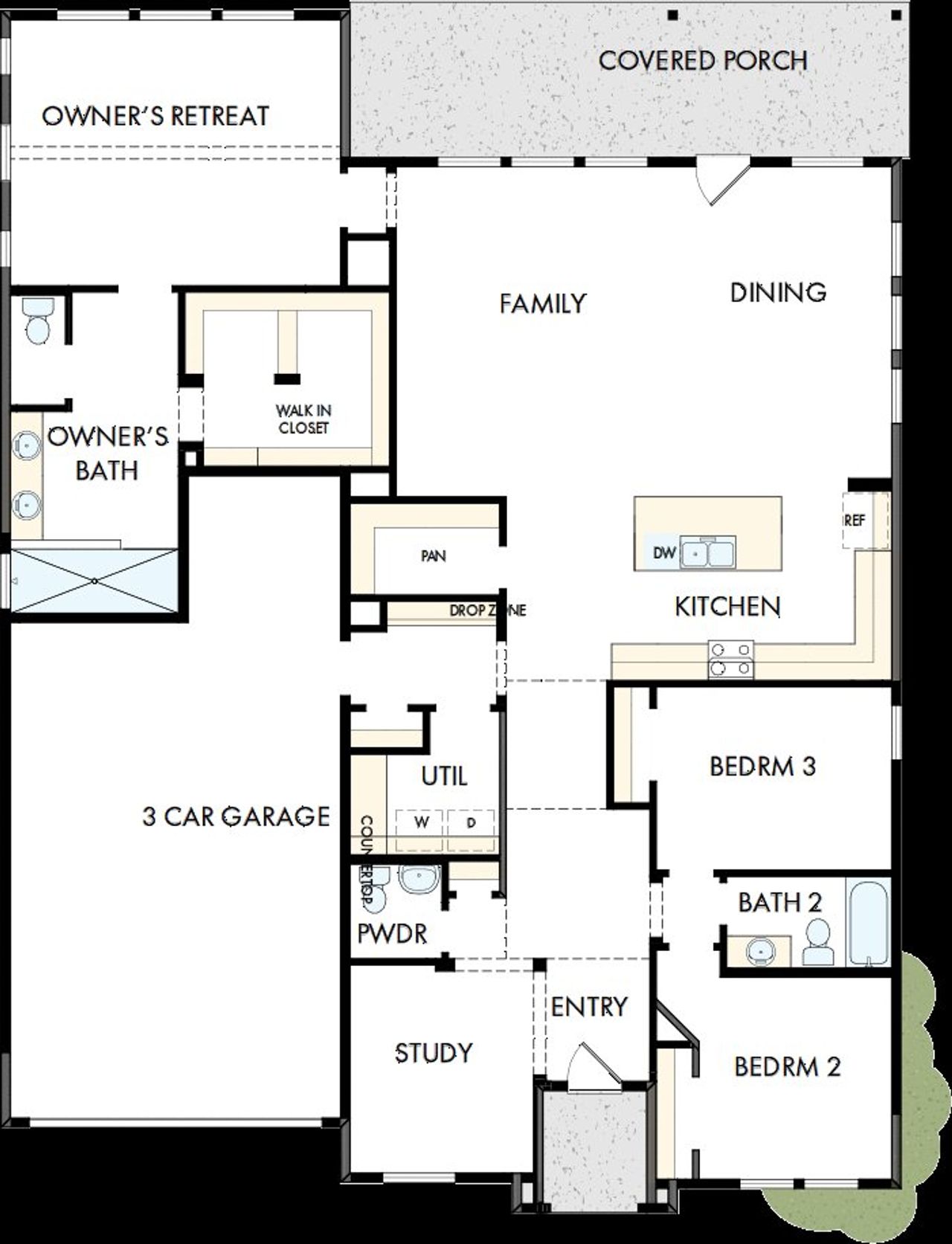 2D floor plan layout of this home in Kissing Tree – Summit Series, San Marcos, TX (Image 2).