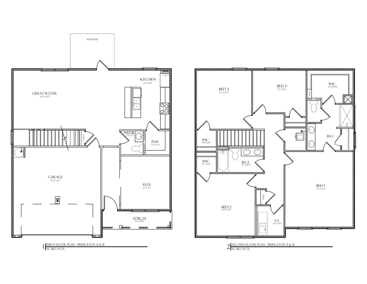 2D floor plan layout for the The Princeton by D.R. Horton in Fallschase, Tallahassee, FL (Image 2).