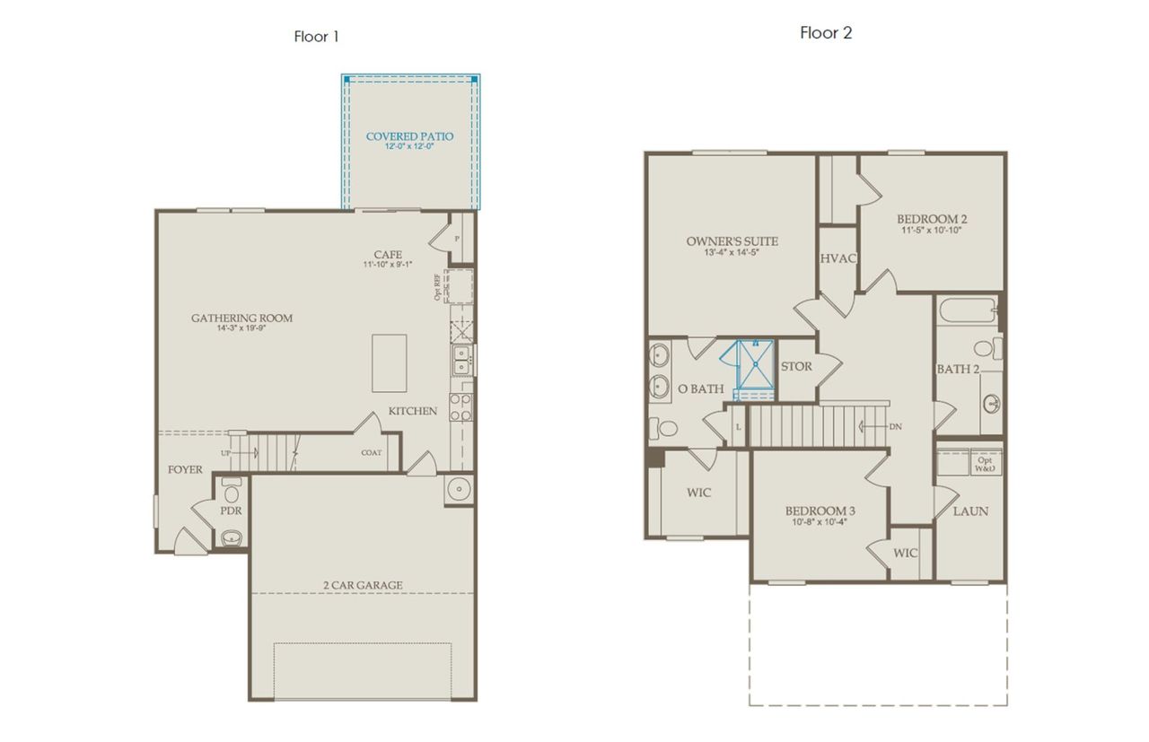 2D floor plan layout of this home in Highlands of Carter's Station, Columbia, TN (Image 2).
