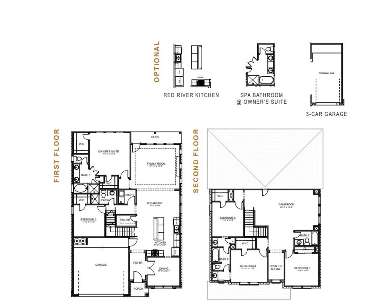 2D floor plan layout for the Rylan 2885HS3CG by Saratoga Homes in Ashland, Angleton, TX (Image 2). 2D floor plan layout for the Rylan 2885HS3CG by Saratoga Homes in Ashland, Angleton, TX (Image 2).