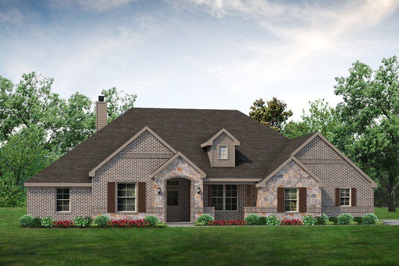 Image 2 representing the Sabine by Riverside Homebuilders in Oak Grove Addition, Springtown, TX.