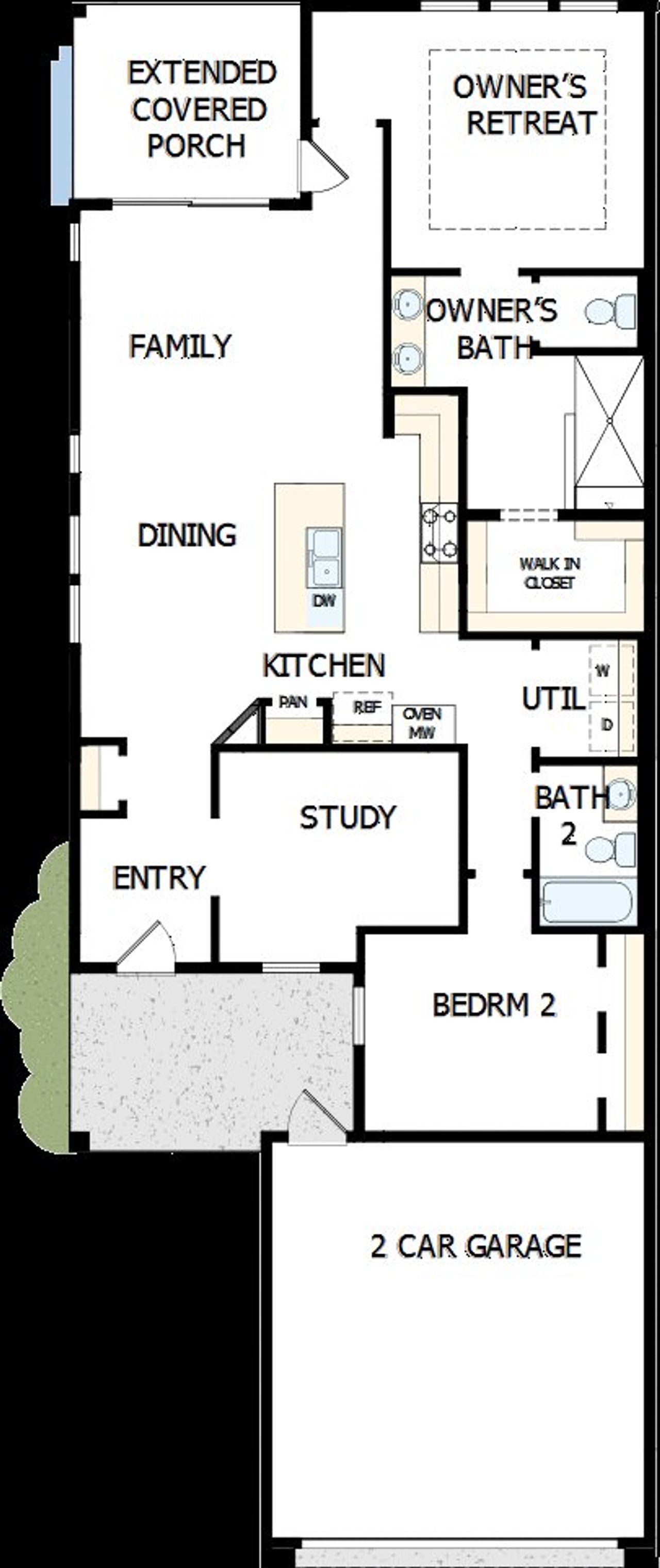 2D floor plan layout of this home in Encore at Chatham Park – Villa Series, Pittsboro, NC (Image 2).