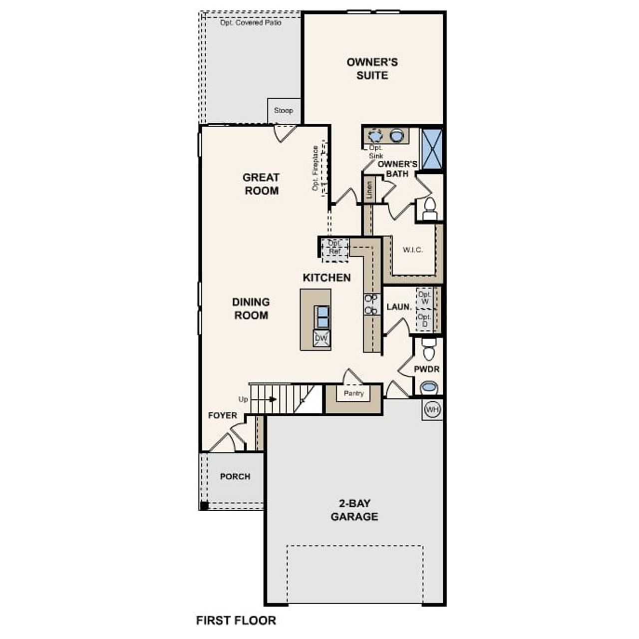 2D floor plan layout of this home in Eastwood at Sonterra, Jarrell, TX (Image 2).