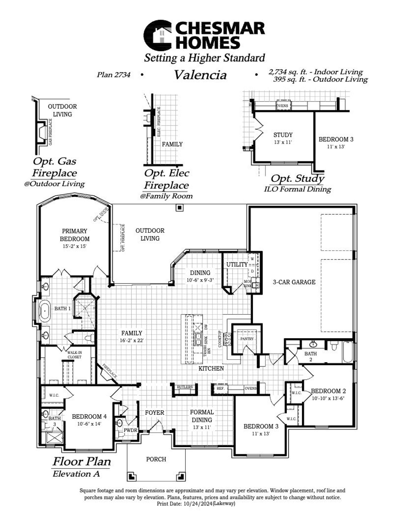 2D floor plan layout for the Valencia by Chesmar Homes in Lakeway Estates, Waxahachie, TX (Image 2).