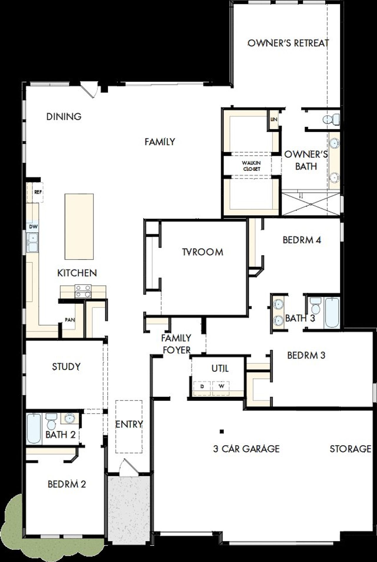 2D floor plan layout of this home in Sundance Cove Lakeside - Overlook View Collection, Crosby, TX (Image 2).