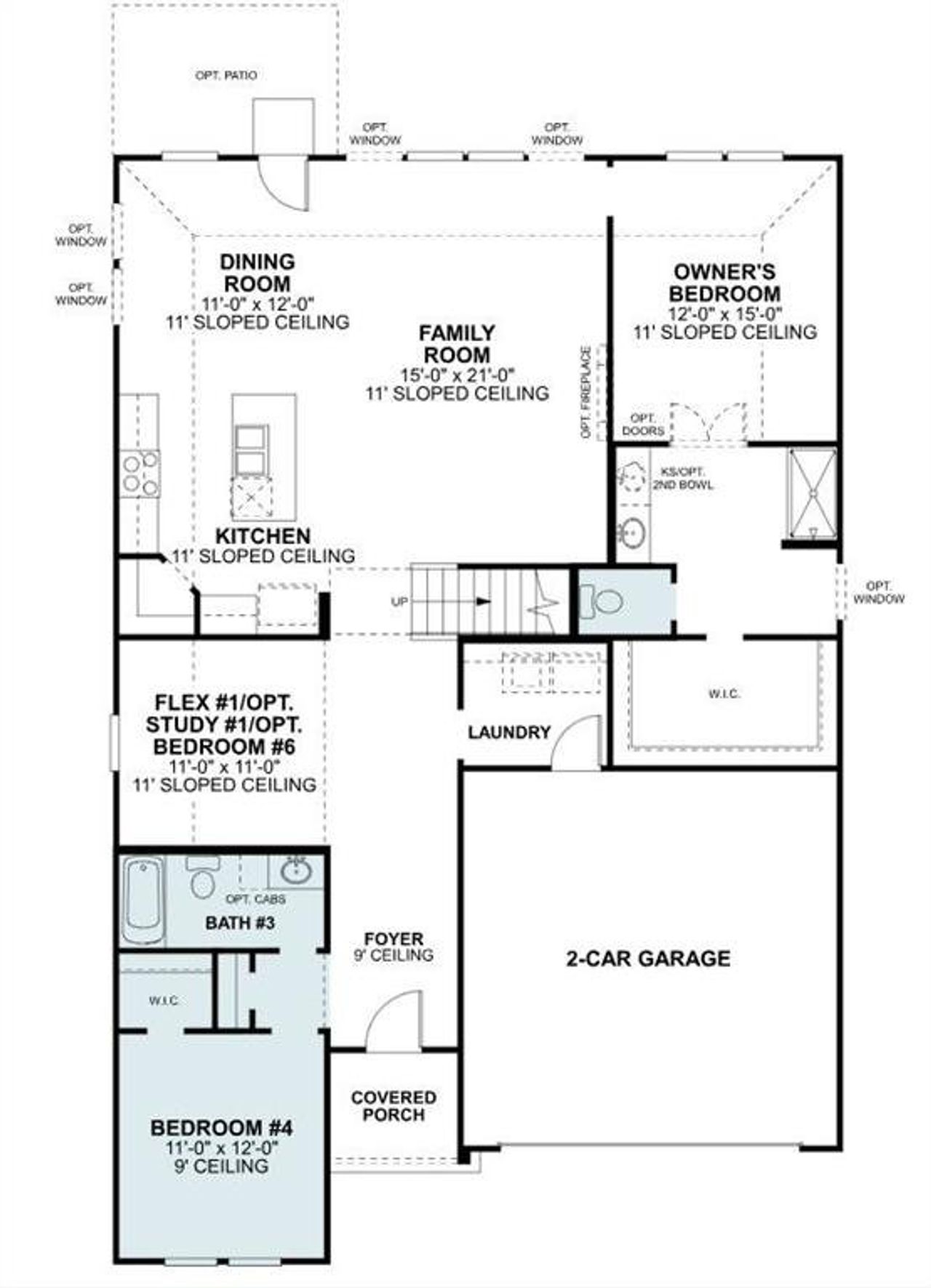 2D floor plan layout of this home in Kings Way, Denton, TX (Image 2).