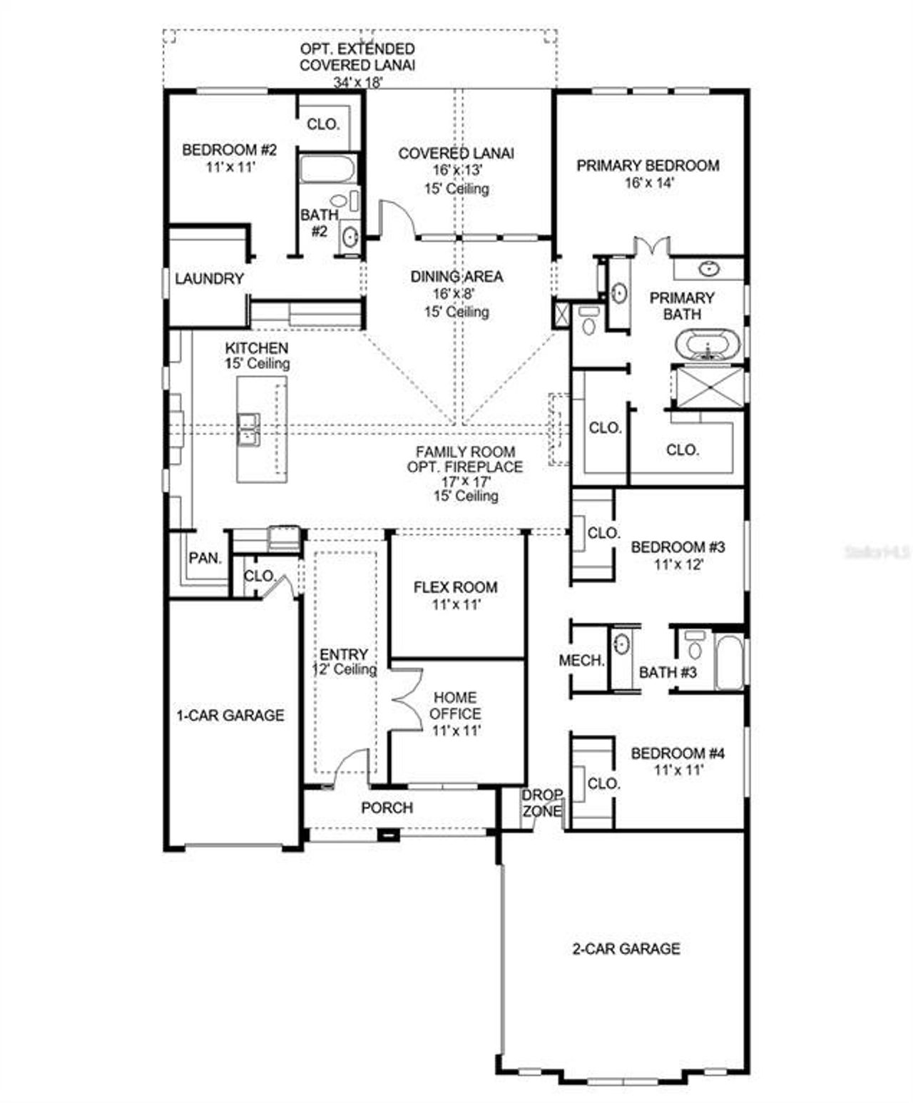 2D floor plan layout of this home in , St. Cloud, FL (Image 2).