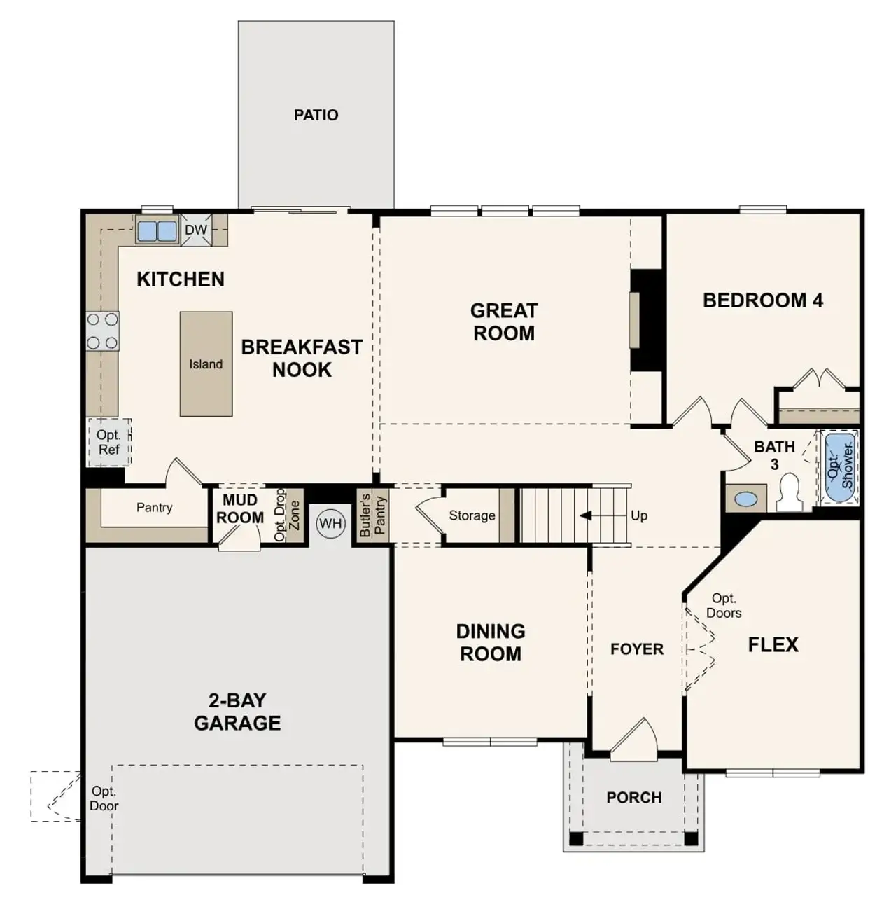 2D floor plan layout of this home in Hayden Brook, Cumming, GA (Image 2).