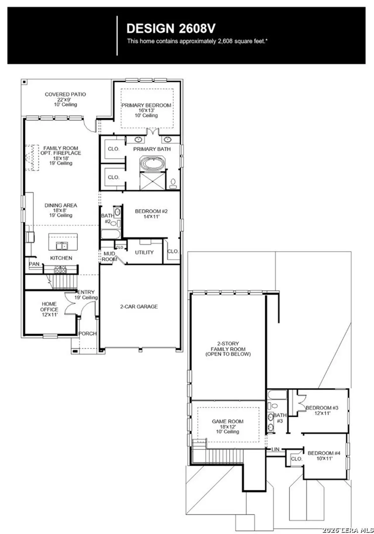 2D floor plan layout of this home in Corley Farms, Boerne, TX (Image 2).