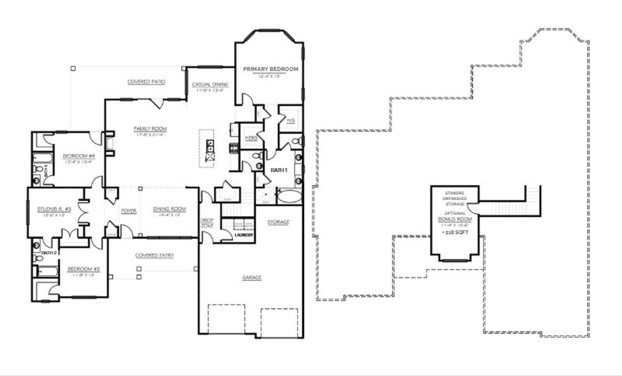2D floor plan layout for the Berkley by D.R. Horton in Alder Pond, Campobello, SC (Image 2).