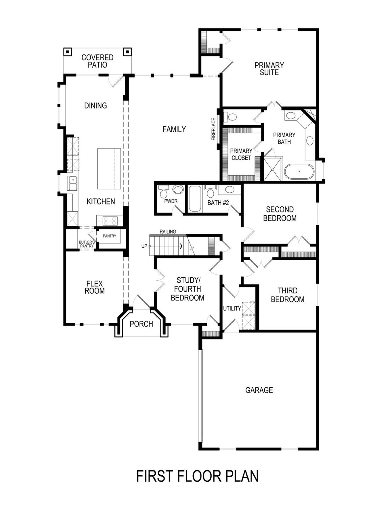 2D floor plan layout for the Waterford 3 EW FSW (w/Game) by First Texas Homes in Westside Preserve, Midlothian, TX (Image 2).
