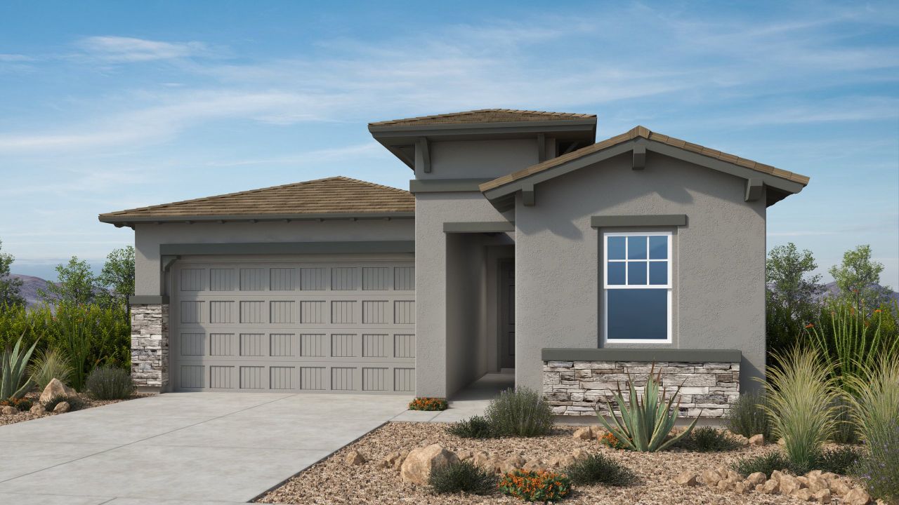 Representative exterior photo of a completed home built from the Iris by Taylor Morrison in Verdin Discovery Collection, Phoenix, AZ (Image 2). Representative exterior photo of a completed home built from the Iris by Taylor Morrison in Verdin Discovery Collection, Phoenix, AZ (Image 2).