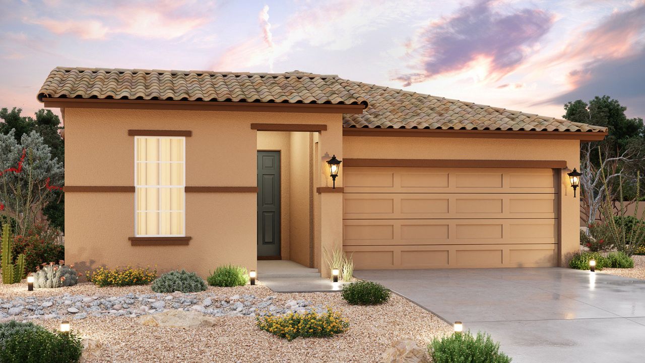 Representative exterior photo of a completed home built from the Clover - Castillo by Brightland Homes in Castillo at Anderson Parc, Buckeye, AZ (Image 2).