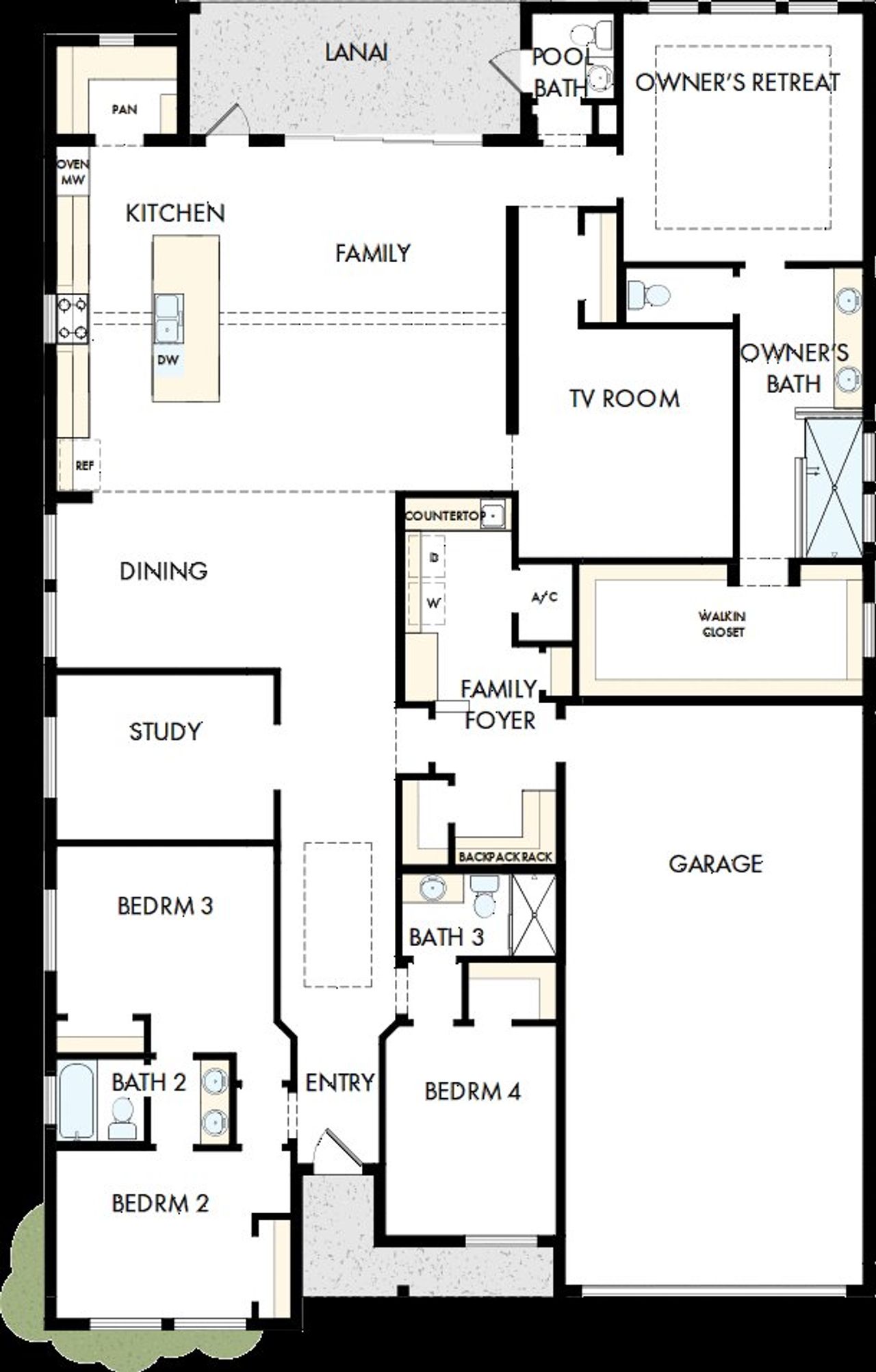 2D floor plan layout of this home in SeaFlower – Classic Homes, Bradenton, FL (Image 2).