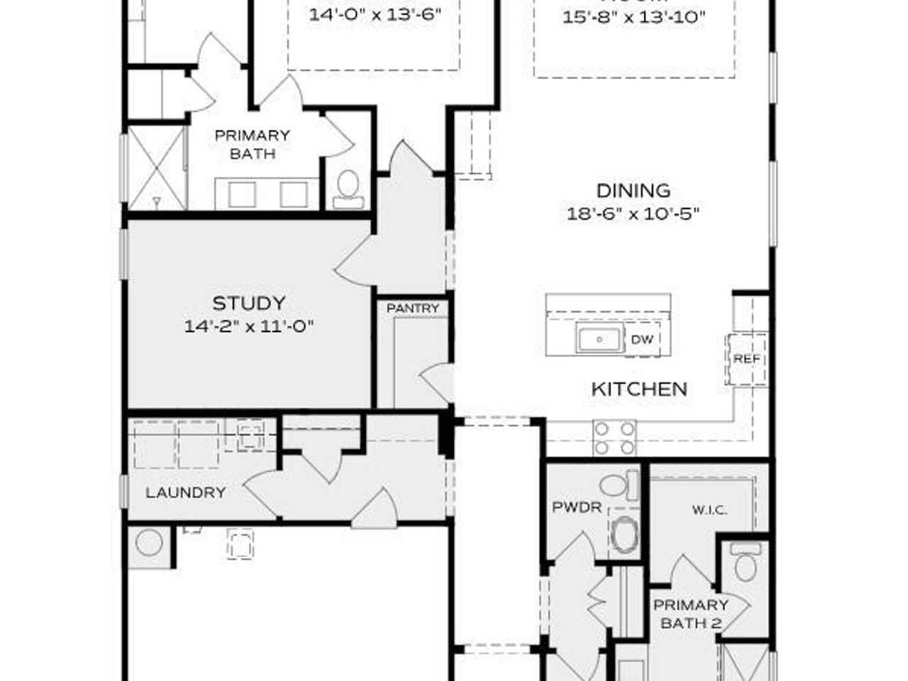 2D floor plan layout of this home in South Ranch Western Collection, Prescott, AZ (Image 2).