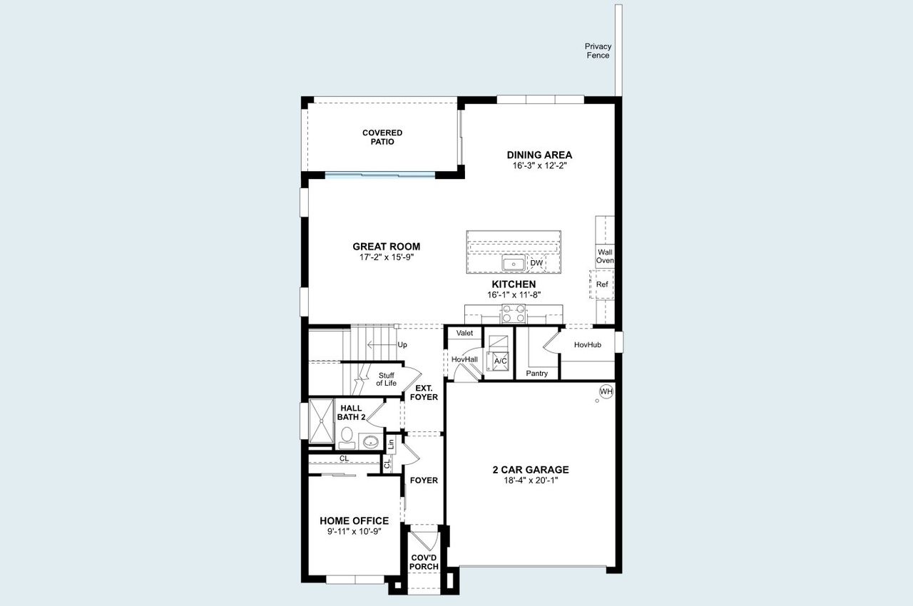 2D floor plan layout of this home in Parkside at Tuttle Royale, Royal Palm Beach, FL (Image 2).