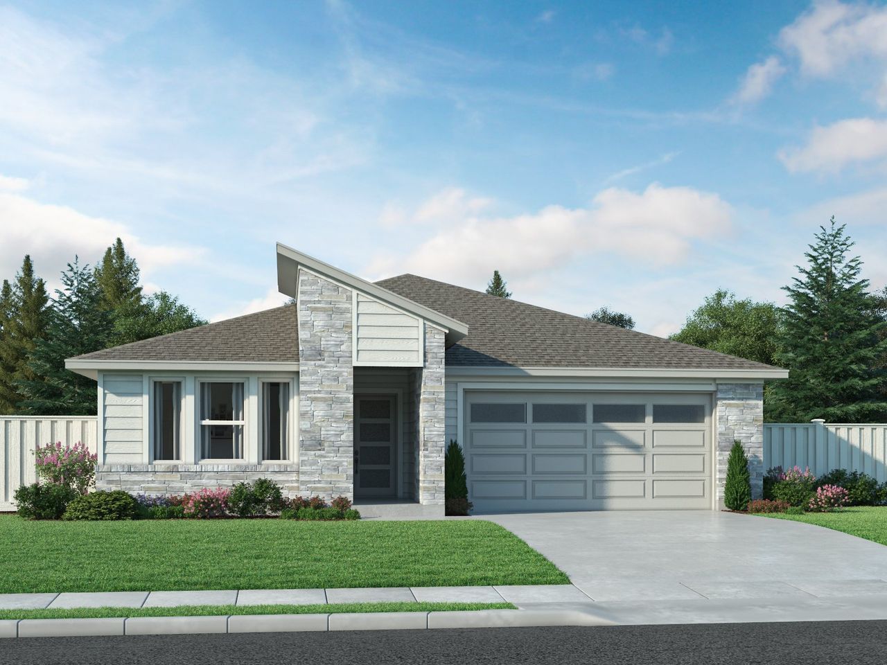 Representative exterior photo of a completed home built from the The Greenville (400) by Meritage Homes in Lakeside Meadows, Pflugerville, TX (Image 2). Representative exterior photo of a completed home built from the The Greenville (400) by Meritage Homes in Lakeside Meadows, Pflugerville, TX (Image 2).