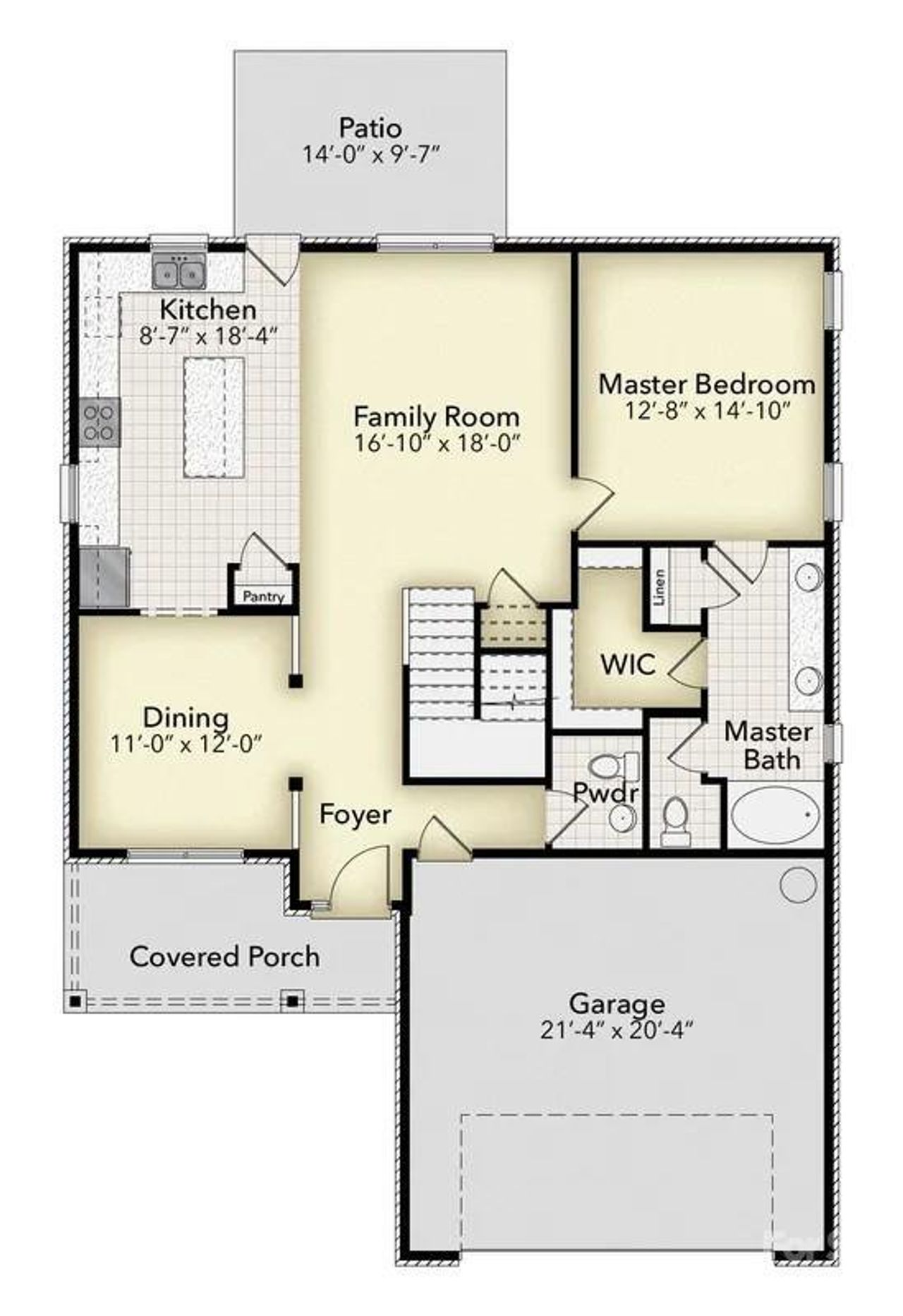 2D floor plan layout of this home in Kerns Ridge, Salisbury, NC (Image 2).